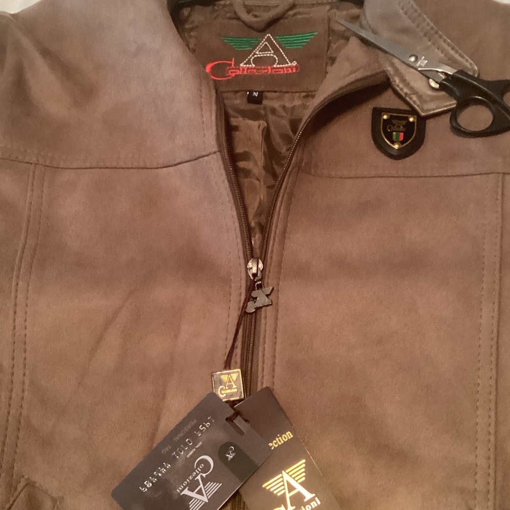 Armani Collezioni Taupe Suede Zip Jacket